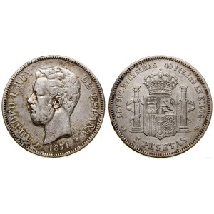Hiszpania, 5 peset, 1871 DE-M, Madryt