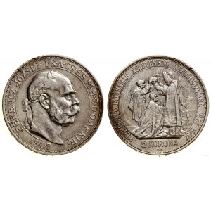 Węgry, 5 koron, 1907 KB, Kremnica