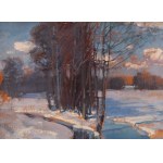 Ludwik Grabowski (1884 - 1982 ), Pejzaż zimowy z rzeką