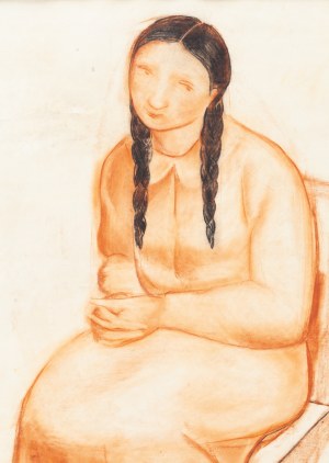 Bolesław Cybis (1895 Folwark Massandra na Krymie - 1957 Trenton (New Jersey, USA)), Siedząca dziewczyna z warkoczami