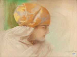 Piotr Stachiewicz (1858 Nowosiółki Gościnne - 1930 Kraków), Portret kobiety w turbanie