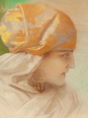Piotr Stachiewicz (1858 Nowosiółki Gościnne - 1930 Kraków), Portret kobiety w turbanie