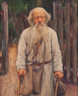 Aleksander Augustynowicz (1865 Iskrzynia, pow. Krosno - 1944 Warszawa), Starzec, 1929