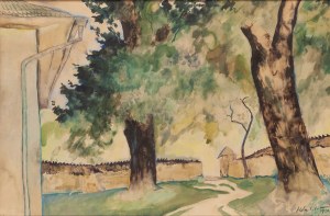 Kazimierz Sichulski (1879 Lwów - 1942 Lwów), Drzewa na dziedzińcu klasztornym, 1929