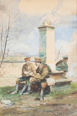 Juliusz Holzmüller (1876 Bolechów - 1932 Lwów), Scena z I wojny światowej