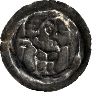 RR-, Zakon Krzyżacki, Brakteat 1247-1258, Rycerz z tarczą, piękny