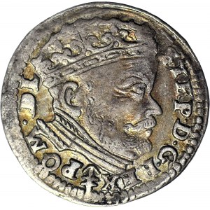 Stefan Batory, Trojak 1585, Wilno, herb Prus pod popiersiem