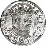 Stefan Batory, Trojak 1586 Ryga, mała głowa, REX P, menniczy, nienotowany