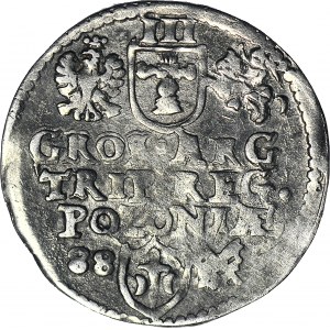 RR-, Zygmunt III Waza, Trojak 1588, Poznań, małe popiersie króla, Iger R3