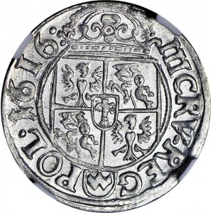 R-, Zygmunt III, Trzykrucierzówka 1616 Kraków, herb Abdank 