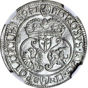 RR-, Zygmunt III Waza, Grosz 1593 Olkusz, IF-CR, R5, T.12