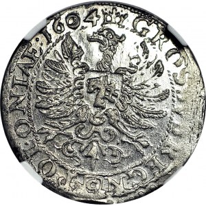 R-, Zygmunt III Waza, Grosz 1604, Kraków, itera C pod orłem, menniczy, rzadki