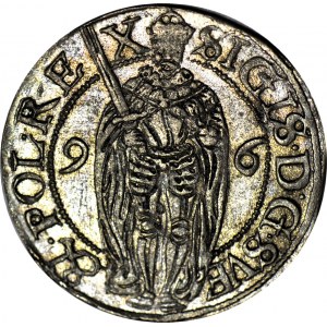 R-, Zygmunt III Waza, 1 öre 1596, Sztokholm, R3, piękny