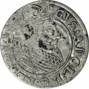RRR-, Gustaw II Adolf, Grosz 1629, Elbląg, POPIERSIE Z KRYZĄ, nienotowany
