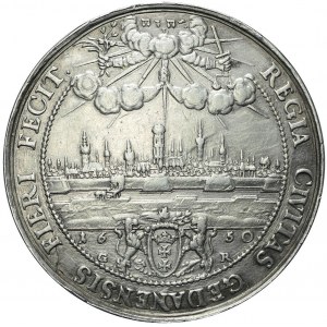 RRR-, Jan Kazimierz, Odbitka w srebrze 10 dukatówki 1650, Gdańsk, R6