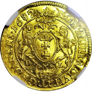 RR-, Jan III Sobieski, Dukat 1682/77 Gdańsk, b. rzadki (0 notowań Niemczyk), menniczy