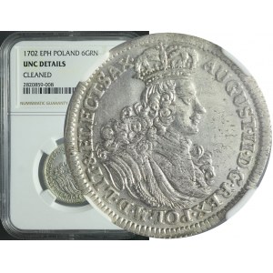 August II Mocny, Szóstak 1702, Lipsk, ładny