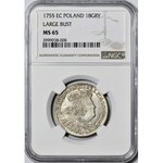 R-, August III Sas, Ort 1755, wysoka nota MS65!