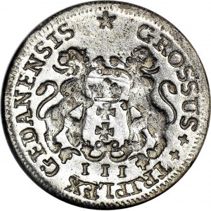 R-, August III Sas, Trojak 1755, Gdańsk, R2, menniczy
