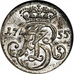 R-, August III Sas, Trojak 1755, Gdańsk, R2, menniczy
