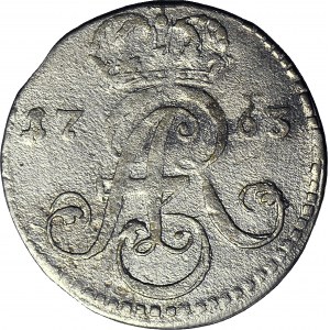 R-, August III Sas, Trojak 1763 Toruń D-B, odmienne ozdobniki, R4