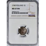 RR-, August III Sas, Szeląg 1749, PRÓBNY, nota 67!!!!