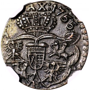 August III Sas, Szeląg 1755 H, menniczy, jedyny w MS świat