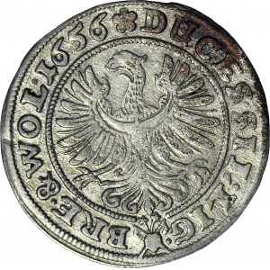 Śląsk, Księstwo Legnicko-Brzesko-Wołowskie, Jerzy III Brzeski, Ludwik IV Legnicki i Krystian Wołowsko-Oławski, 3 krajcary 1656, Brzeg