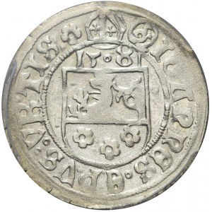 R-, Schlesien, Herzogtum Nysa der Bischöfe von Wrocław, Johannes V. Turzo, Pfennig 1508, Nysa, R4