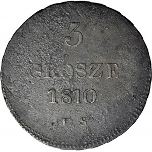 RR-, Księstwo Warszawskie, 3 grosze 1810 IS, emisja pilotażowa-próbna