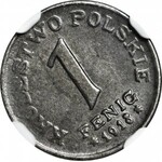 Królestwo Polskie, 1 fenig 1918 FF, SKRĘTKA 315 stopni