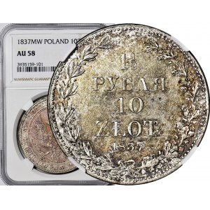Zabór Rosyjski, 10 złotych = 1 1/2 rubla 1837, MW, Warszawa, mennicze