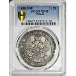 RR-, Zabór Rosyjski, 10 złotych = 1 1/2 rubla 1838, MW, Warszawa, Berezowski 50 zł