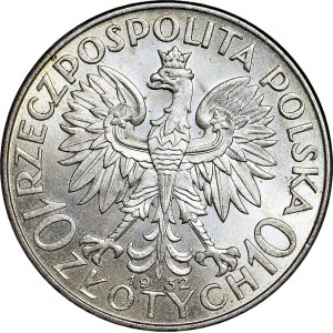 10 złotych 1932 b.zm. (Londyn), Głowa, mennicza