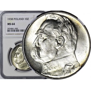 10 złotych 1938, Piłsudski, menniczy, tylko 2 szt. wyżej