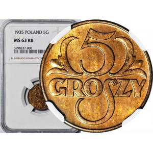 5 groszy 1935, mennicze, kolor RB