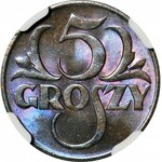 5 groszy 1935, mennicze, kolor BN, WYŚMIENITE