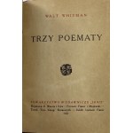 Whitman Walt, Trzy poematy [I polskie wydanie][Stanisław de Vincenz][okładka skórzana]