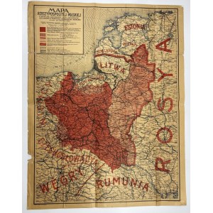 Mapa Rzeczpospolitej Polskiej z granicami według Traktatu Wersalskiego 1920
