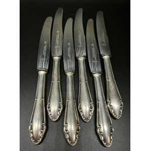 Srebrny zestaw noży - 6 sztuk , 310 g