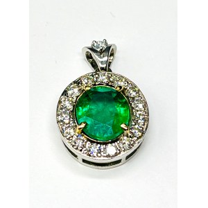 Gold pendant with emerald and diamonds