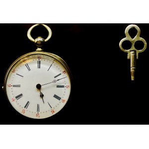 Silberne Bonyour-Taschenuhr mit Schlüssel
