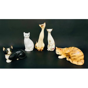 Kolekcja figur kotów - 5 sztuk