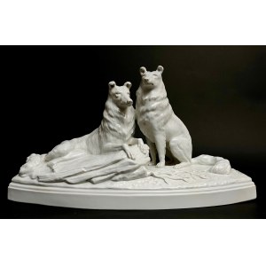 Bohumil Rezl(1899-1963), full-plastic pair of dogs