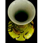 Decorative majolica vase with two side handles