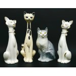 Dekoratives Set mit 4 Katzenfiguren aus Vollplastik