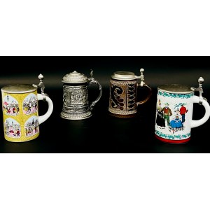 Decorative beer mugs with lids - 4 pieces