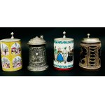 Decorative beer mugs with lids - 4 pieces