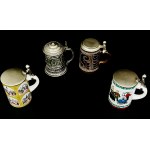 Decorative beer mugs with lids - 4 pieces