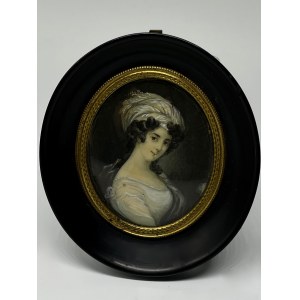 Oval miniature portrait of a woman